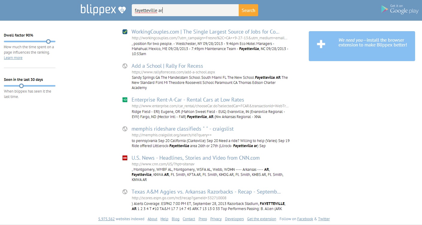 Blippex: Sort of a Search Engine