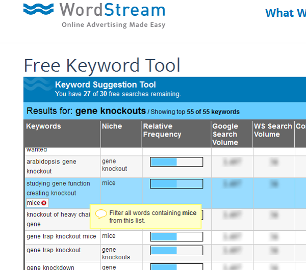wordstream keyword tool