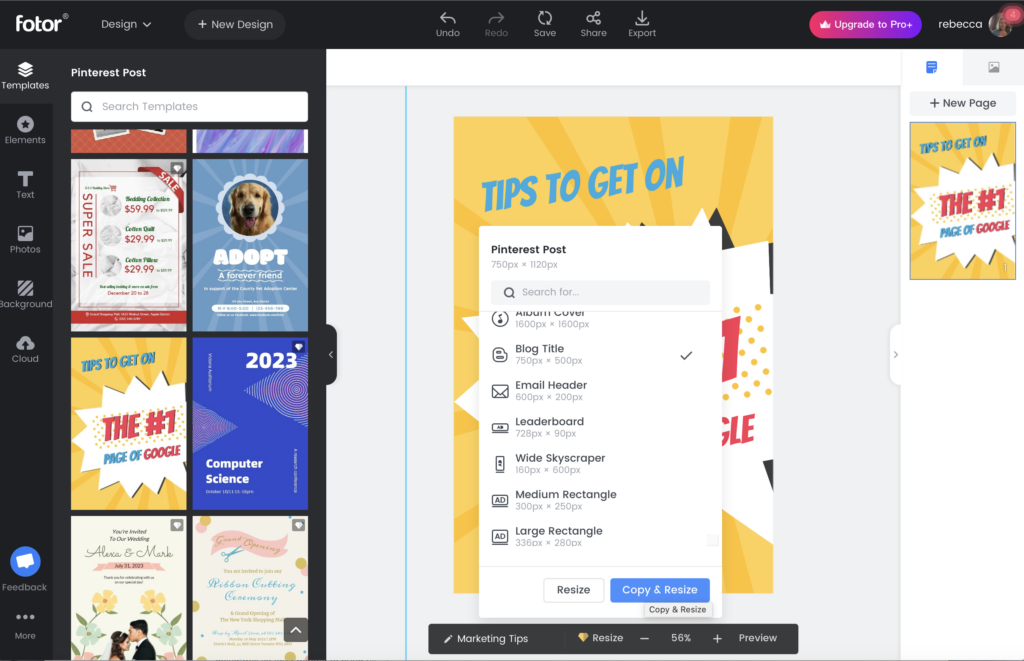 Fotor online design tool